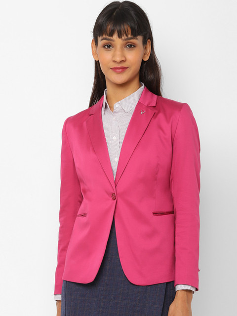 

Allen Solly Woman Women Pink Solid Single Breasted Formal Blazers