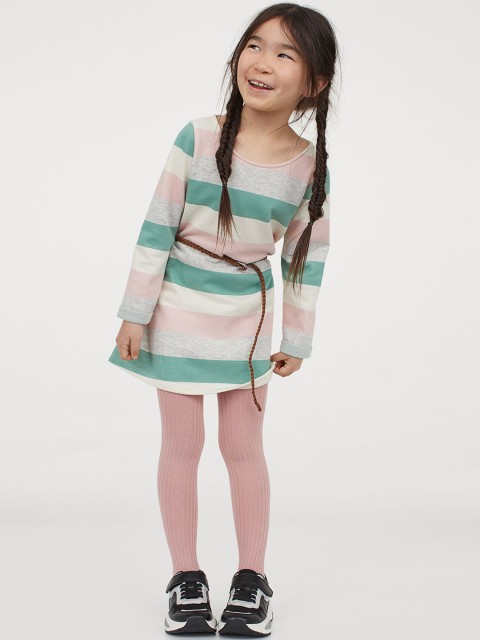 

H&M Girls Multicoloured Belted Sweatshirt Dress, Multi