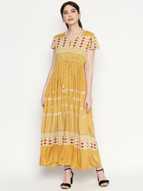

People Women Yellow Printed Maxi Dress