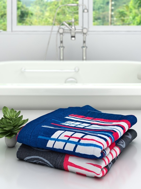 

Marvel Athom Trendz Set Of 2 Marvel Printed 300 GSM Bath Towels, Black