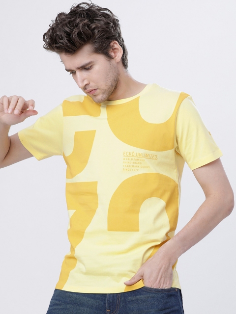 

Ecko Unltd Men Yellow Printed Round Neck T-shirt