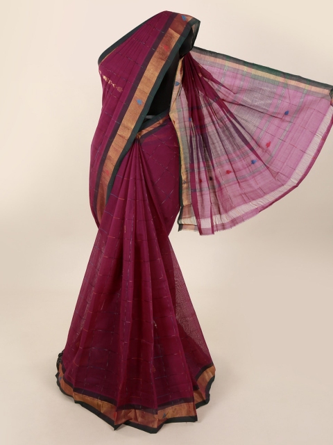 

Pothys Burgundy Solid Saree