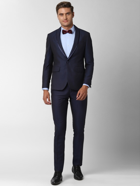 

Peter England Elite Men Navy Blue Self Design Slim-Fit Tuxedo Party Suit