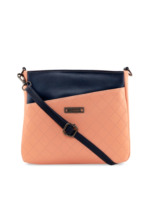ESBEDA Orange & Navy Blue Self Design Sling Bag