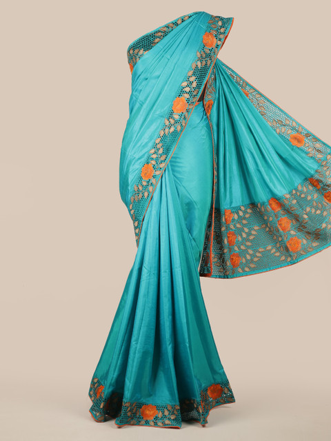 

Pothys Blue Solid Art Silk Saree