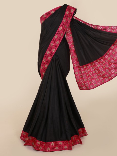 

Pothys Black Solid Art Silk Saree