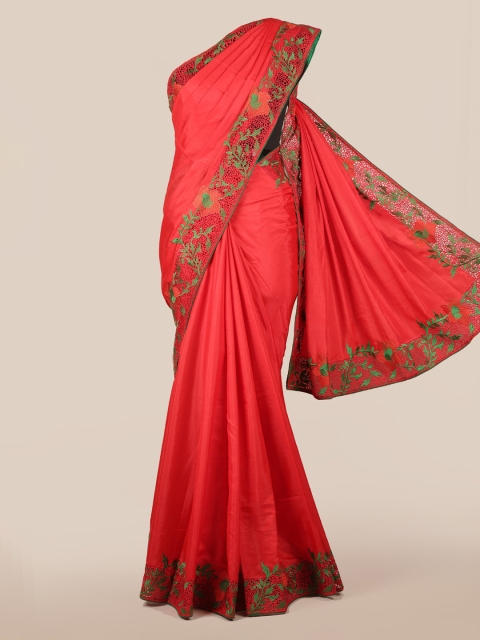 

Pothys Red Embroidered Art Silk Saree