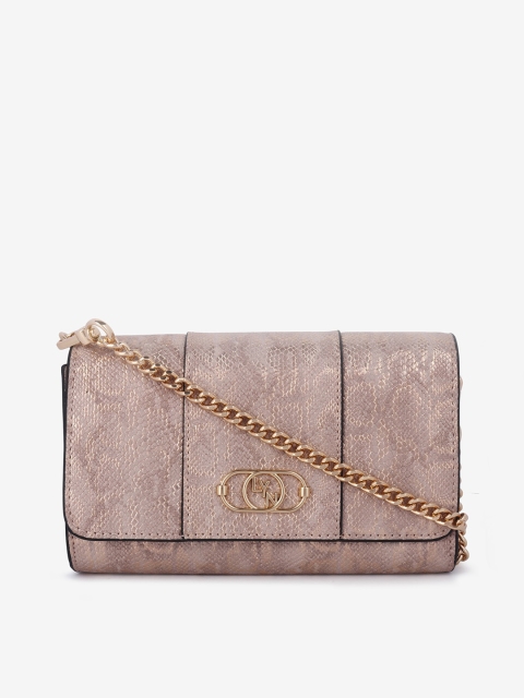 

LYN Rose Gold Self Design Sling Bag