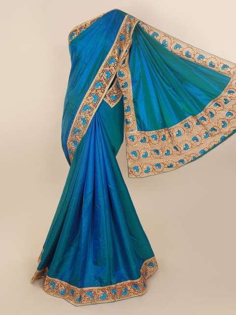 

Pothys Blue Solid Art Silk Saree