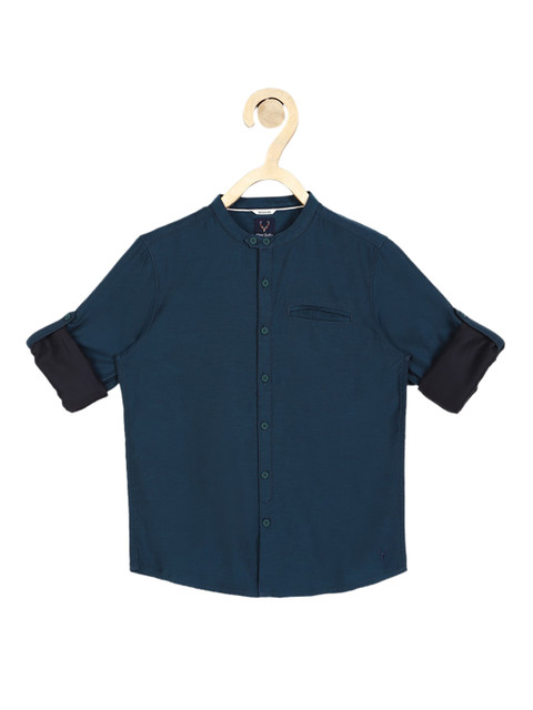 

Allen Solly Junior Boys Teal Green Regular Fit Solid Cotton Casual Shirt