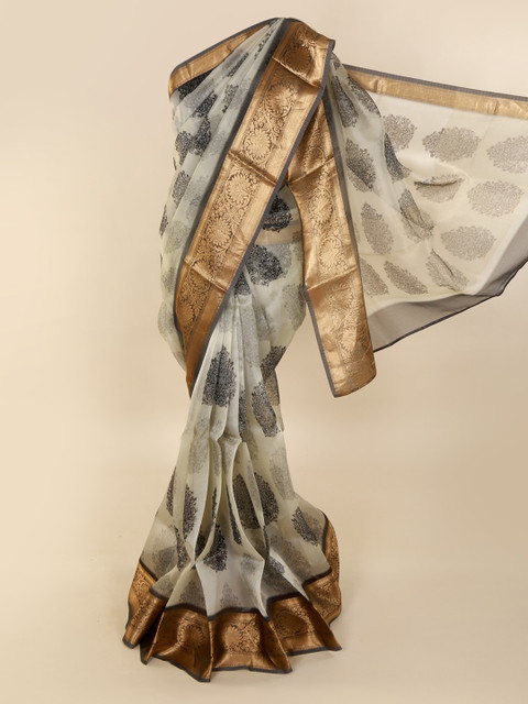 

Pothys Grey Printed Pure Silk Saree