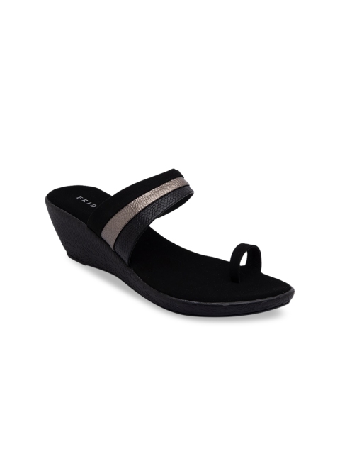 ERIDANI Women Black Striped Heels
