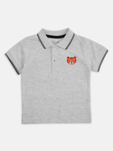 

Pantaloons Baby Boys Grey Melange Solid Polo Collar T-shirt