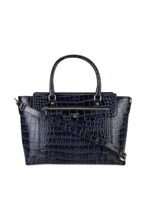 

Da Milano Blue Crocodile Skin Textured Leather Handheld Bag
