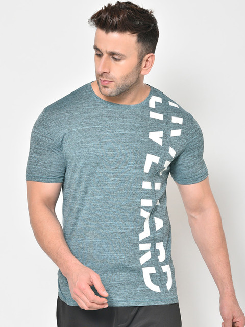 

PERFKT-U Men Green Printed Hydra-Cool Technology Round Neck T-shirt