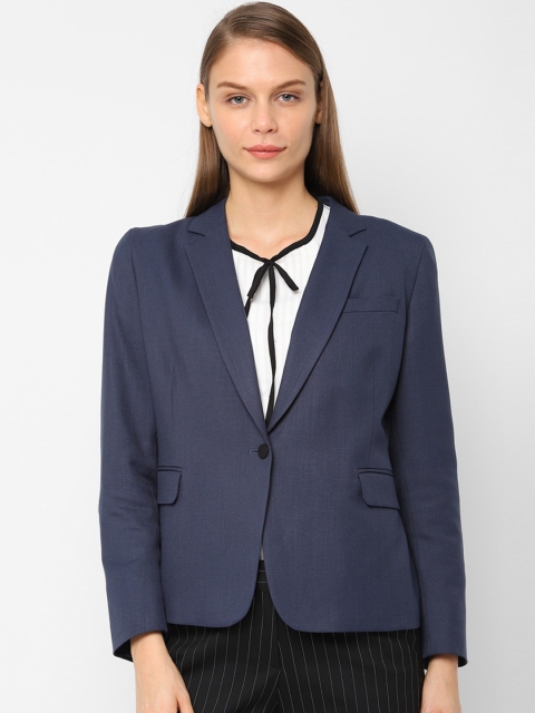 

Allen Solly Woman Women Navy Blue Solid Single-Breasted Blazer