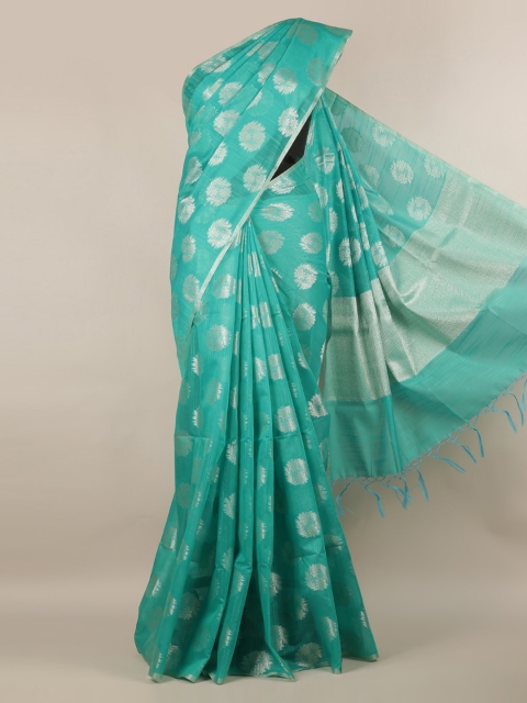 

Pothys Green & Silver-Coloured Cotton Blend Woven Design Saree