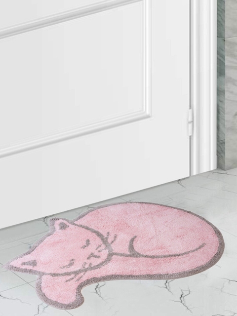 

SCENTRA HOME Pink & Grey Printed Cat-Shaped Bath Mat