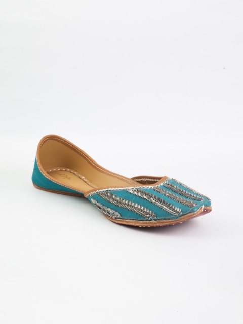 

VARELI BAFNA DESIGNS Women Blue Embellished Mojaris