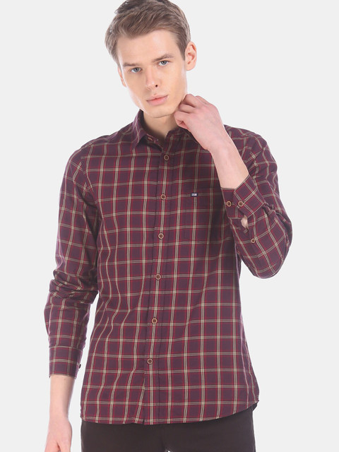 

Arrow Sport Men Maroon Regular Fit Checked Cotton Casual Shirt