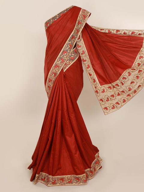 

Pothys Maroon Solid Art Silk Saree