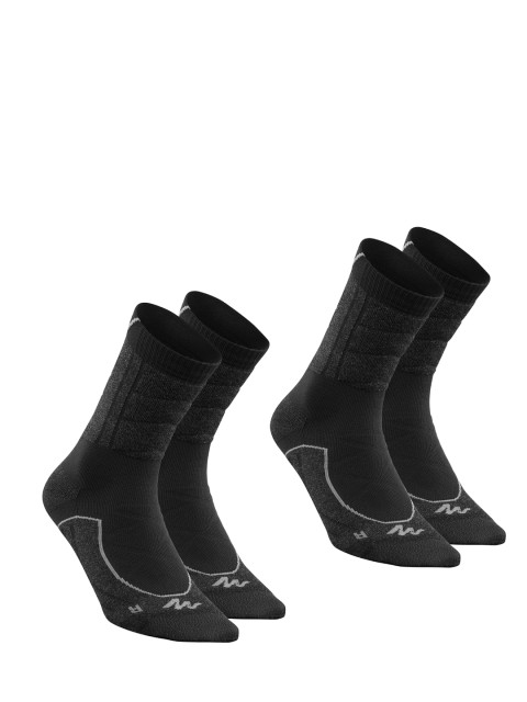 

Quechua By Decathlon Pack Of 2 Grey & Black Patterned Calf-Length Hiking Socks