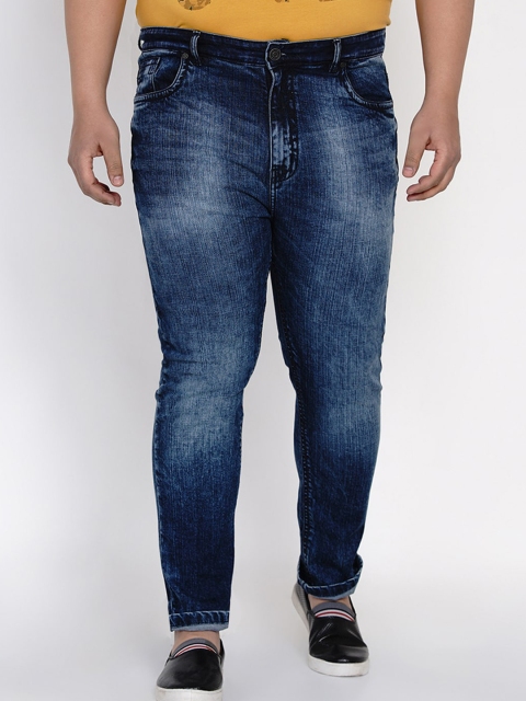 

John Pride Plus Size Men Navy Blue Heavy Fade Slim Fit Jeans