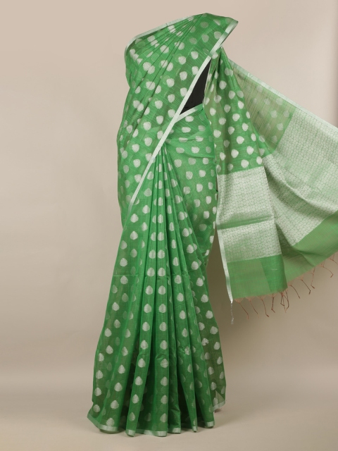 

Pothys Green & Silver-Coloured Cotton Blend Woven Design Saree