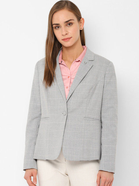 

Allen Solly Woman Women Grey Checked Single-Breasted Casual Blazer