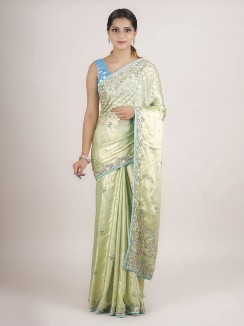 

Pothys Green Embroidered Pure Georgette Saree