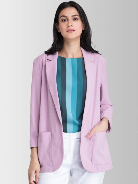 

FableStreet Women Pink Solid Lightweight Open Front Jacket