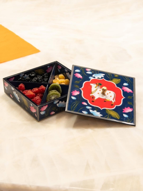 

Tistabene Navy Blue & Pink Printed Handcrafted Panchranga Designer Multi-Utility Box
