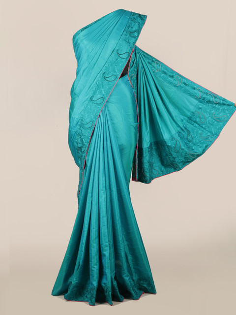 

Pothys Blue Solid Art Silk Saree