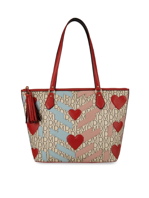 

Da Milano Beige & Red Printed Leather Shoulder Bag