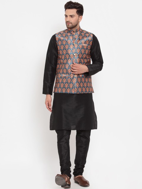 

GRACIT Men Black Solid Kurta & Pyjamas with Nehru Jacket