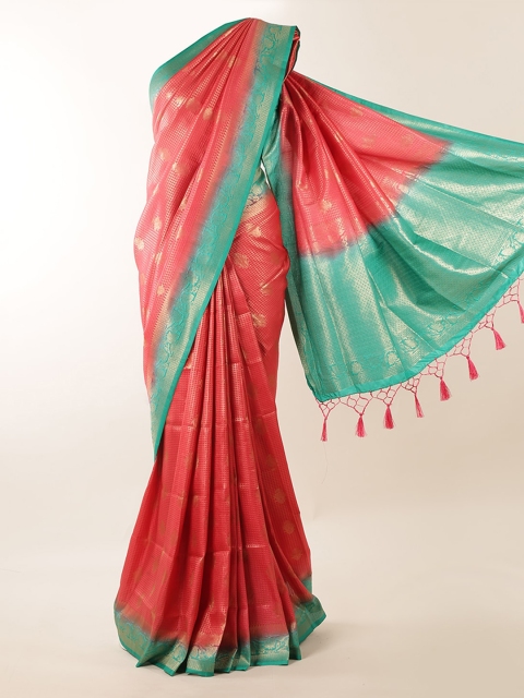

Pothys Red Checked Linen Blend Saree