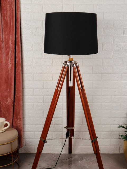 

Grated Ginger Brown & Black Solid Classic Country Floor Lamp with Shade