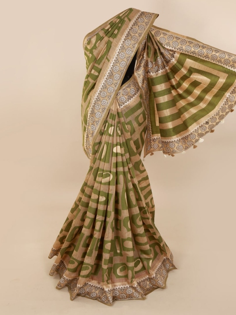 

Pothys Green Printed Pure Silk Saree