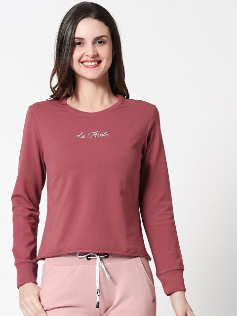 

Zeyo Women Pink Printed Full Sleeve Crop Top
