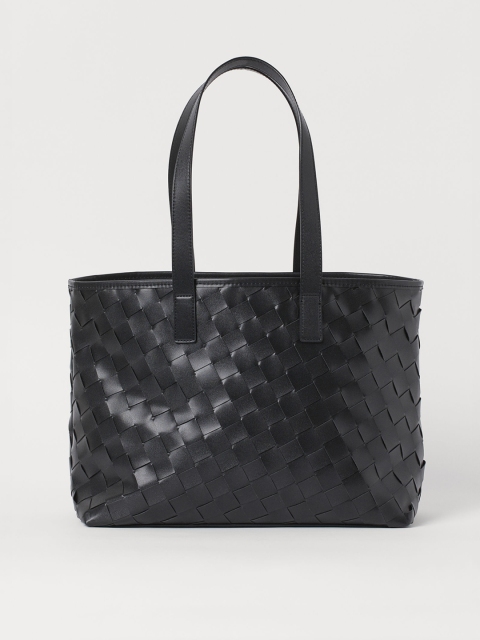 

H&M Women Black Textured Braided Shopper