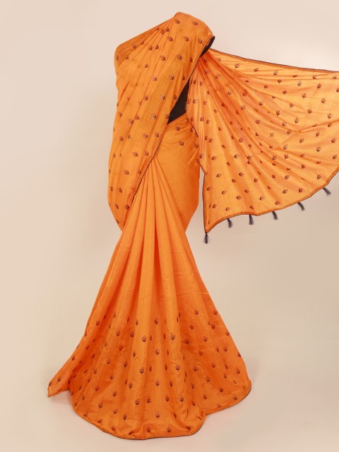 

Pothys Orange Embellished Cotton Blend Saree