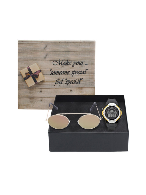 

Fantasy World Unisex Kids Black & Yellow Sunglasses & Watch Gift Set FWGiftset157-5716407-YS02-YL01