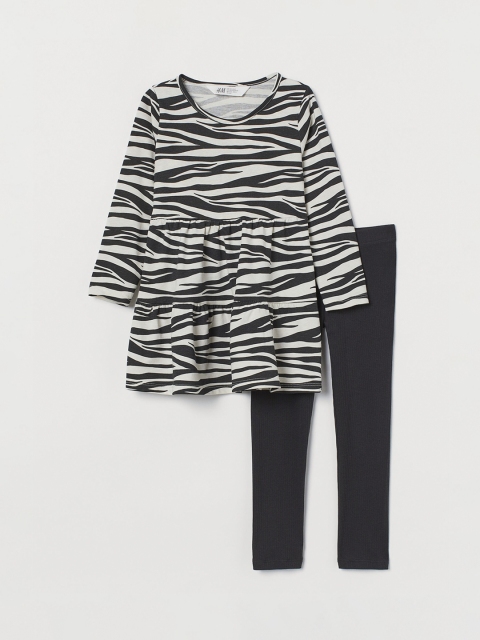 H&M Girls Black & White 2-Piece Jersey Set