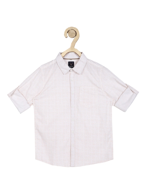

Allen Solly Junior Boys White & Brown Slim Fit Printed Casual Shirt