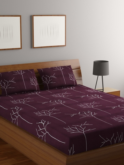 

Bromwick Burgundy & White Floral 180 TC Polycotton 1 Queen Bedsheet with 2 Pillow Covers