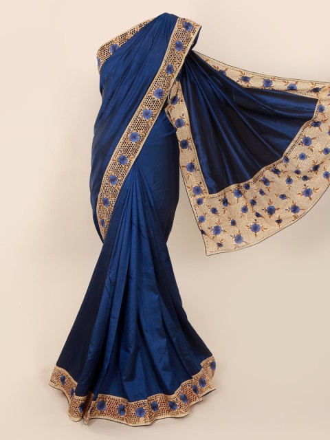 

Pothys Blue Solid Art Silk Saree