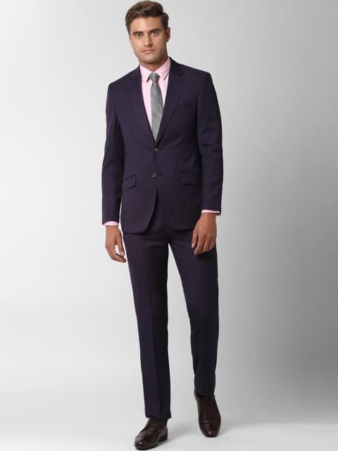 

Peter England Elite Men Purple Self-Design Single-Breasted Formal Suit