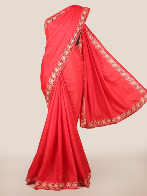 

Pothys Red Solid Art Silk Saree