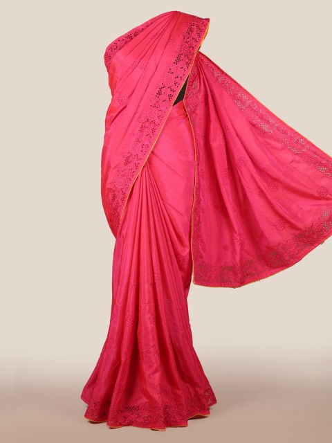 

Pothys Pink Embroidered Art Silk Saree