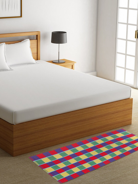 

NEUDIS Red & Purple Checked Cotton Floor Mat